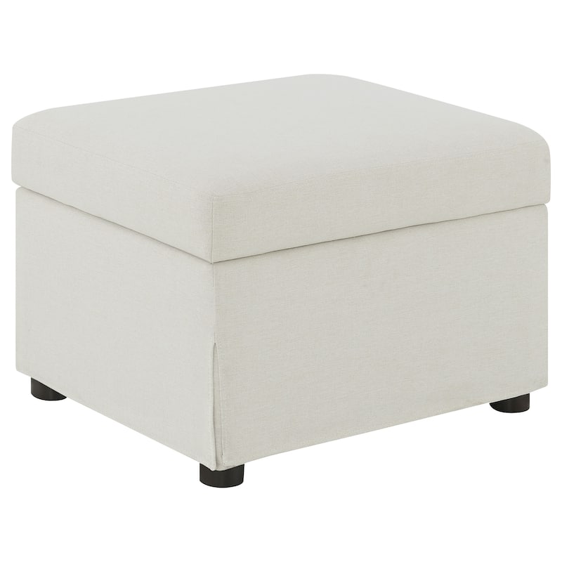 Merced Beige Upholstered Hydraulic Lift Top Storage Ottoman