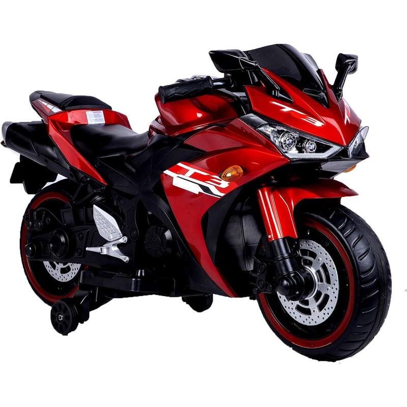 12V Kids Ride On Motorcycle,550W Electric Ride On Motorcycle with Training Wheels, Light Wheels, Manual Throttle,LED Lights