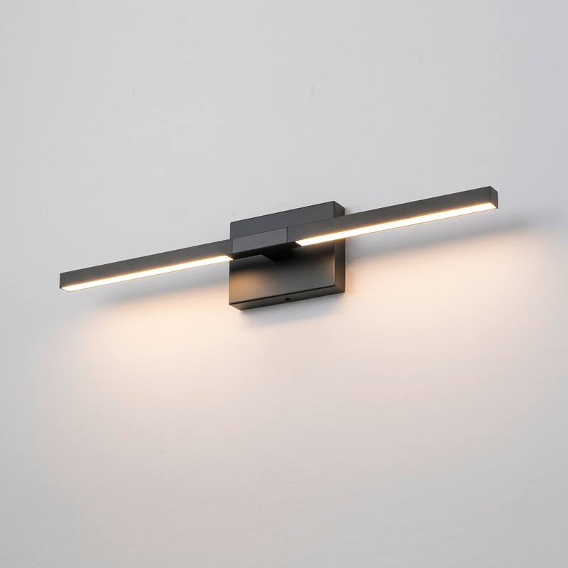 23.6" W Modern Matte Black/Stained Nickel 3000K Dimmable LED Bathroom Vanity Wall Light