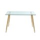 preview thumbnail 2 of 4, Rectangular Clear Tempered Glass Dining Table with Metal Legs