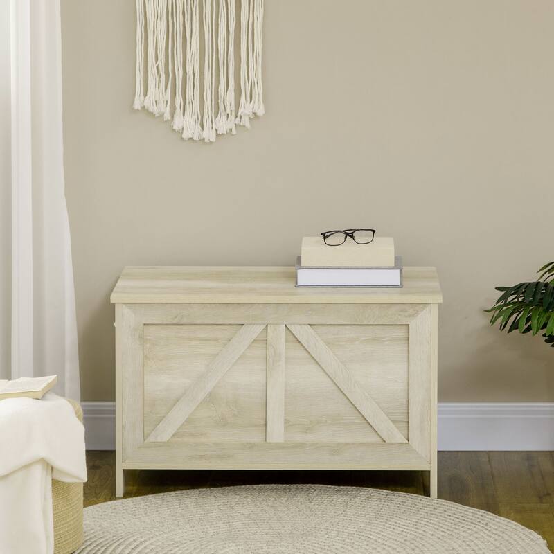 30" Farmhouse Lift Top Box Organizer with Safety Hinge