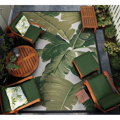 Gelato Tropical Palm Green- Ivory Indoor/ Outdoor Area Rug