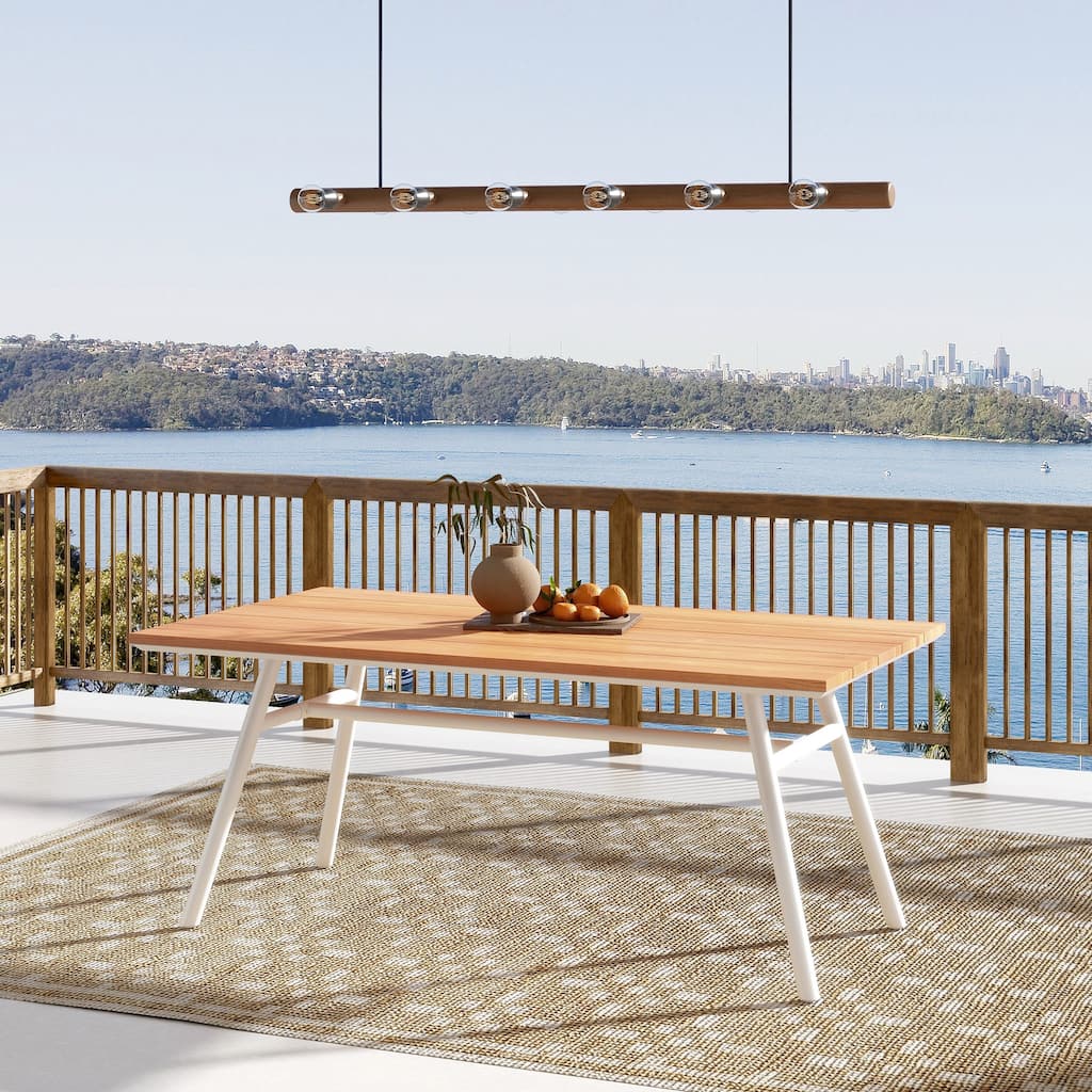 Maiden 71" 6-Seater Teak Wood Aluminum Patio Dining Table