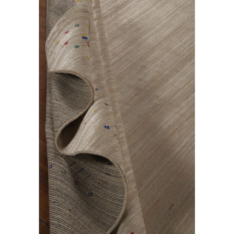 Hand Knotted Oriental 100% Wool Carpet Tribal Tribal Beige & Ivories Gabbeh Area Rug - 12' 5'' X 9' 3''