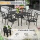 preview thumbnail 13 of 12, SUNCROWN Outdoor Patio 5/7 Piece Steel Dining Sets Metal Slatted Table and Stackable Chairs Powder Coated Frame