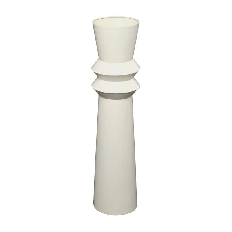 Metal Tall Art Deco Fluted Floor Decorative Vase - Black or Cream - Roche River Decor