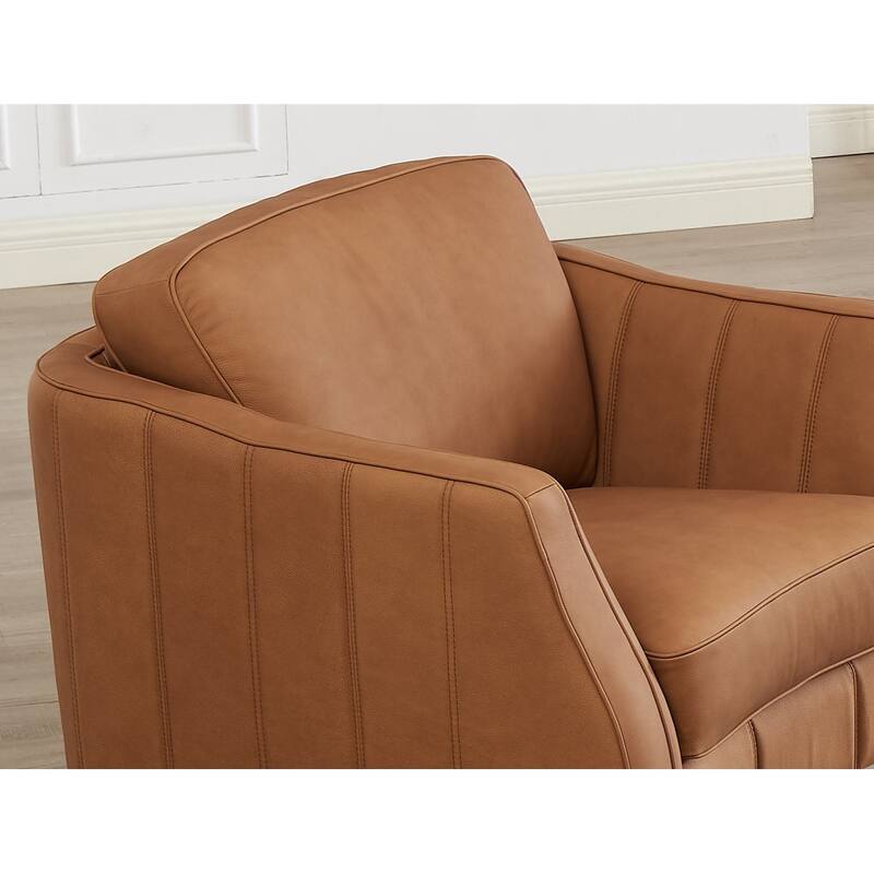 Hydeline Aria Top Grain Leather Sofa and Chair Set with Feather Memory Foam and Springs