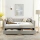 preview thumbnail 3 of 13, Beige Versatile Full Size Daybed with Storage Drawers and Button Armrest, Upholstered Daybed for Living Room Office