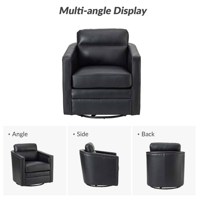 Jorge 28.74" Wide Genuine Leather Swivel Chair Set of 2