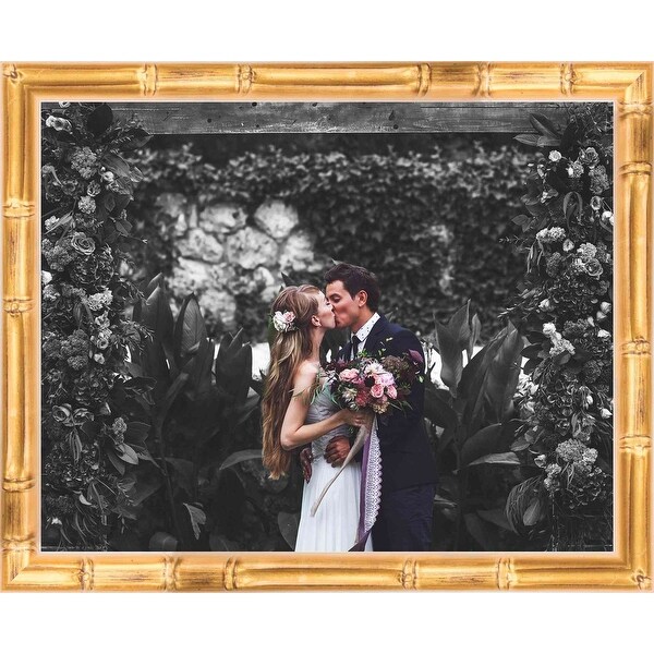 With Acrylic Front and Foam Board Backing 47x25 Gold Bamboo Wood Picture Frame 