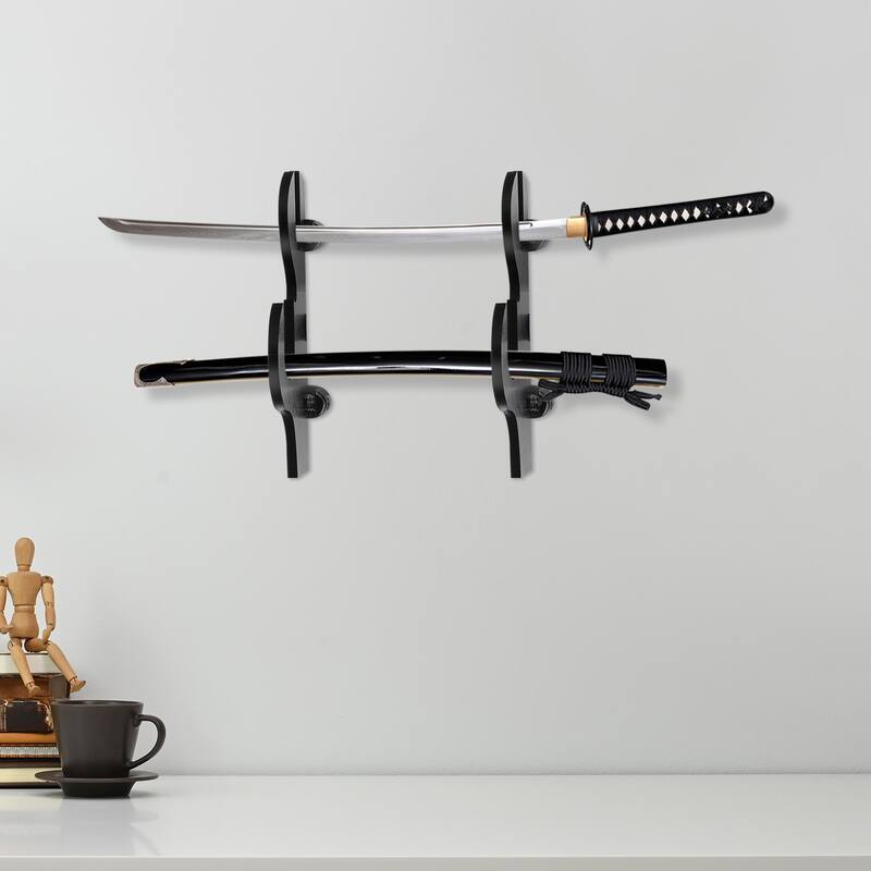 2 Pair Sword Holder Wall Mount, Acrylic Sword Display Stand, Black