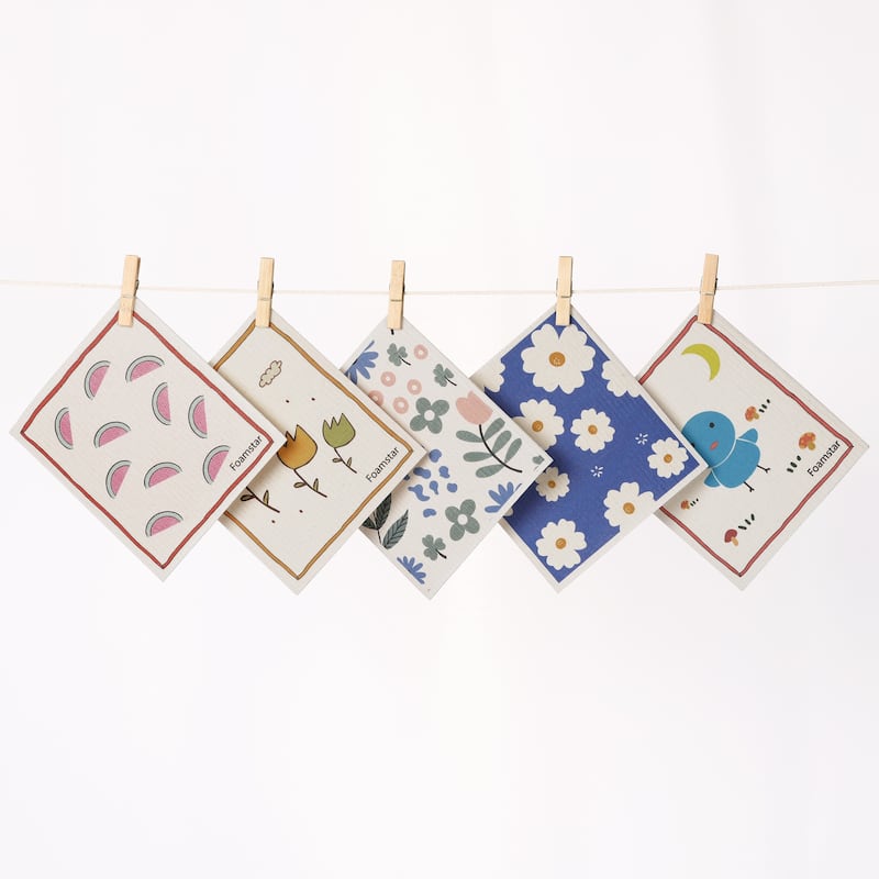 Reusable Cleaning Cloths, 5 Pack Swedish Kitchen Dish Towels Super Absorbent Quick Drying Cloths - 7" x 8"