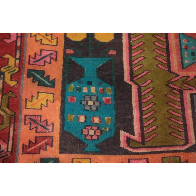 Hand Knotted Oriental 100% Wool Carpet Traditional Tribal Oranges & Rust Meshkin Runner Rug - 10' 9'' X 4' 0''