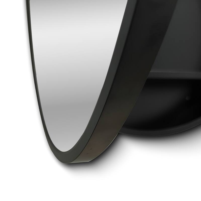 30 in. W x 30 in. H Round Black Surface Mount Bathroom Medicine Cabinet with Mirror