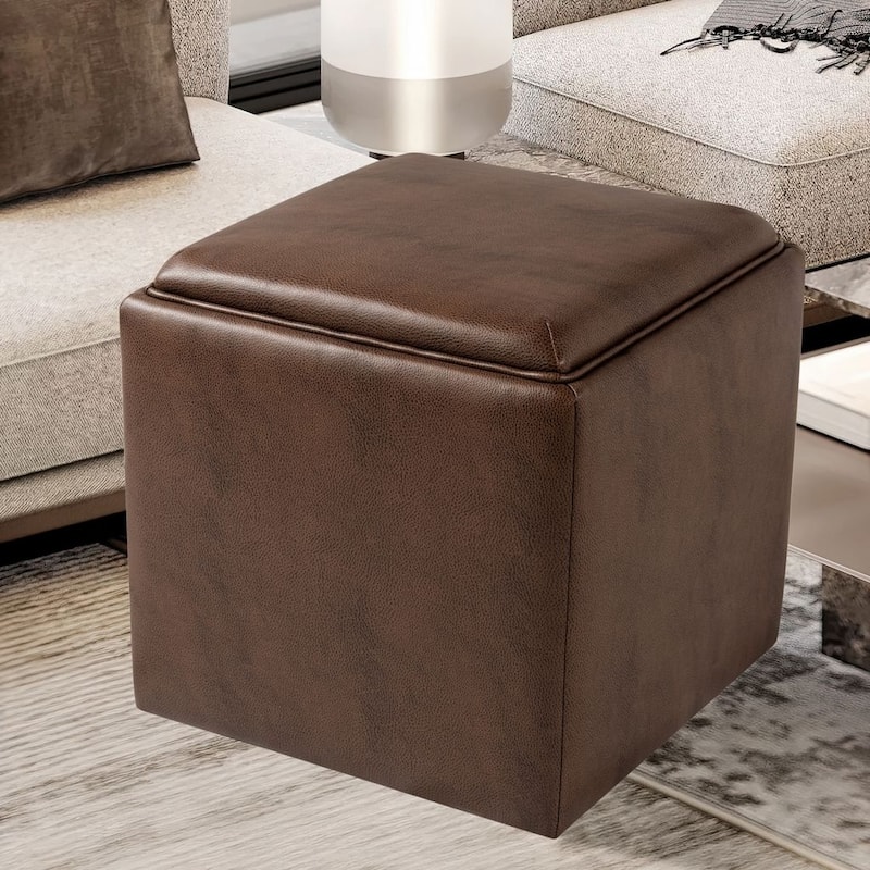 HomePop Storage Ottoman with Tray Top