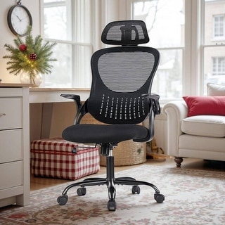 Home Office Desk Chairs, Ergonomic Computer High-Back Mesh Rolling Work Task Chairs with Wheels and Adjustable Headrests, Armest