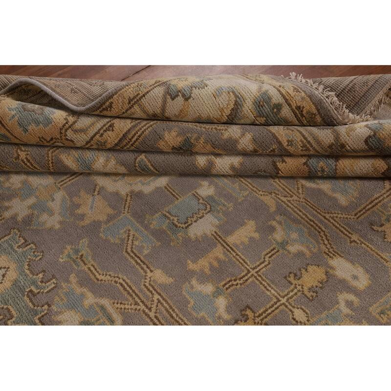 Gray Oushak Oriental Area Rug Hand-Knotted Wool Carpet - 7'6" x 10'6"
