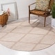 preview thumbnail 88 of 93, SAFAVIEH Handmade Flatweave Montauk Elsbe Trellis Cotton Rug 4' Round - Beige - Round