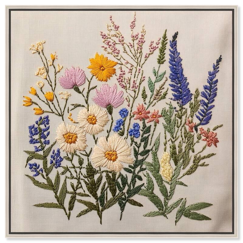 Needlepoint Prairie Posy Canvas by Art Remedy - Silver - 24" x 24"