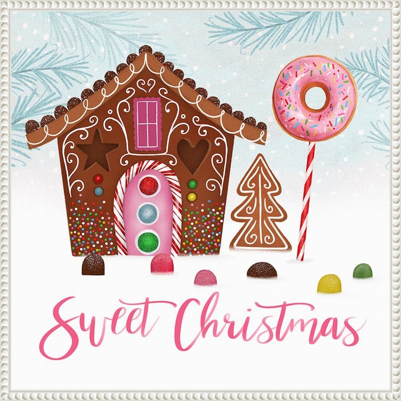 Sweet Holidays I by Victoria Borges (22 x 22 in.), Framed Canvas Wall Art Print - Sylvie Beaded White