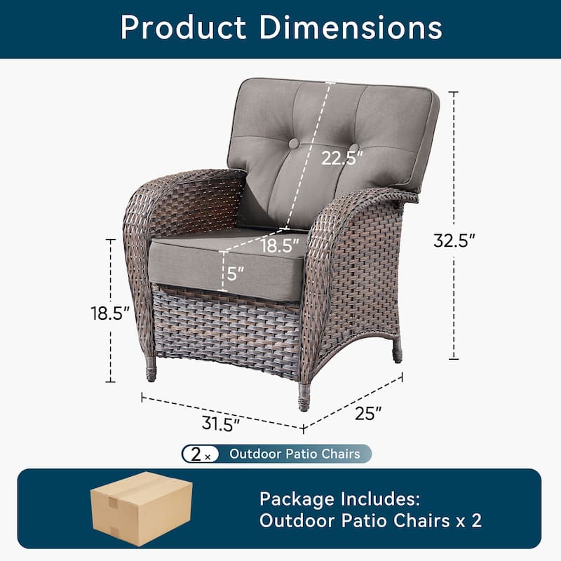 2 Pieces Outdoor All Weather Patio Chairs