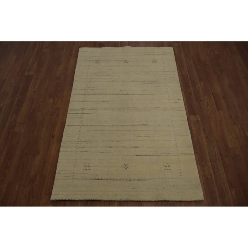 Hand Knotted Oriental 100% Wool Carpet Tribal Tribal Beige & Ivories Gabbeh Area Rug - 5' 3'' X 3' 3''