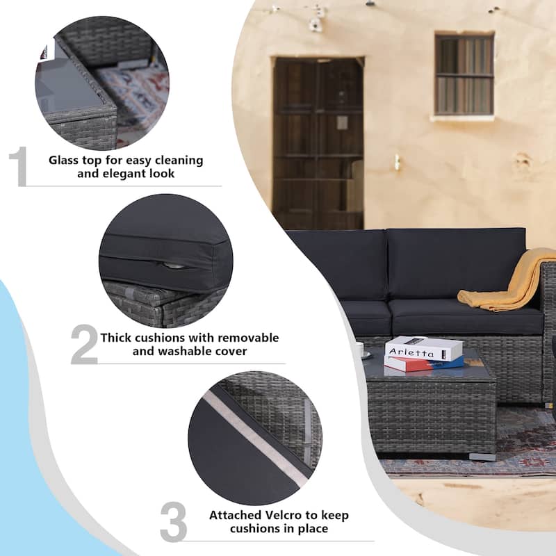 6-piece Outdoor Wicker Sectional Sofa Set