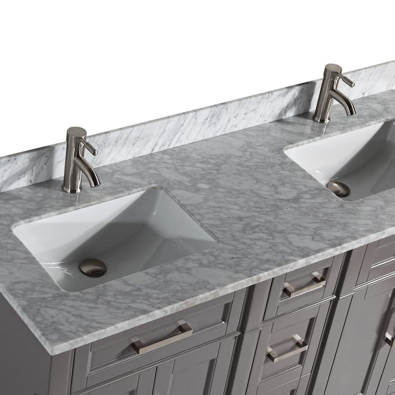 Vanity Art 60 in. Modern Double Sink Bathroom Vanity with Top and Mirror