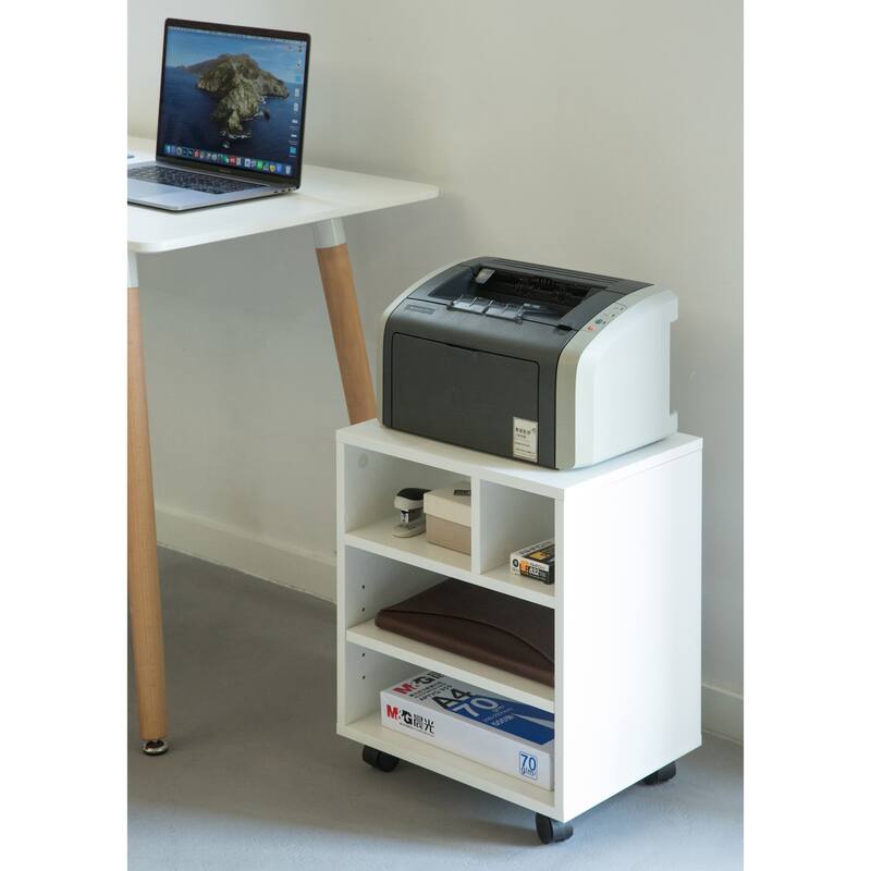 Wooden Office Storage Printer Stand with Wheels