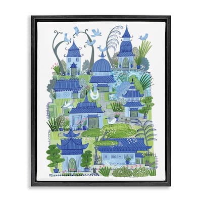 Stupell Charming Village Buildings Framed Floater Canvas Wall Art Design By Kay Widdowson