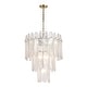 preview thumbnail 12 of 15, LNC 7-Light 3-Tier Lantern Modern Luxury Chandelier Gold Textured Clear Glass Ceiling Lights - 19.1" Dia. × 22.4" H