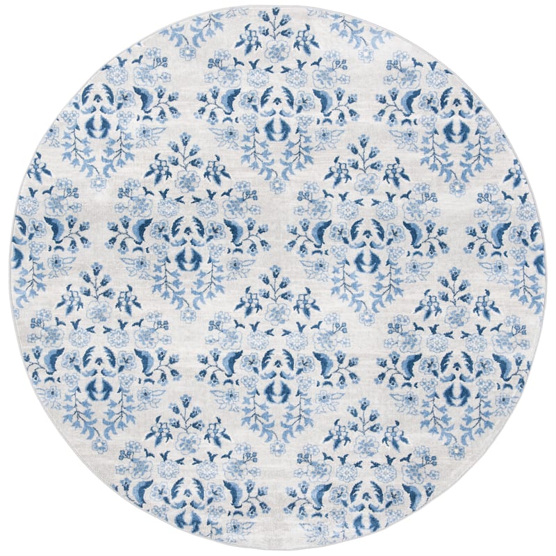 SAFAVIEH Brentwood Feray Traditional Oriental Rug - 6'7" Round - Cream/Blue