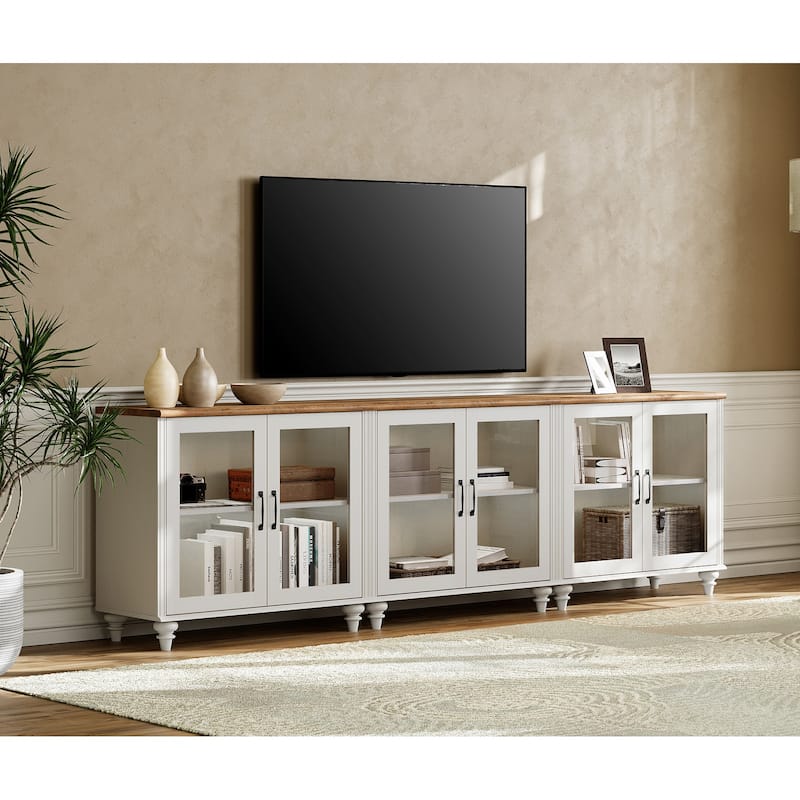 Kitchen Sideboard Buffet Cabinet, Glass Display Cabinet with Storage