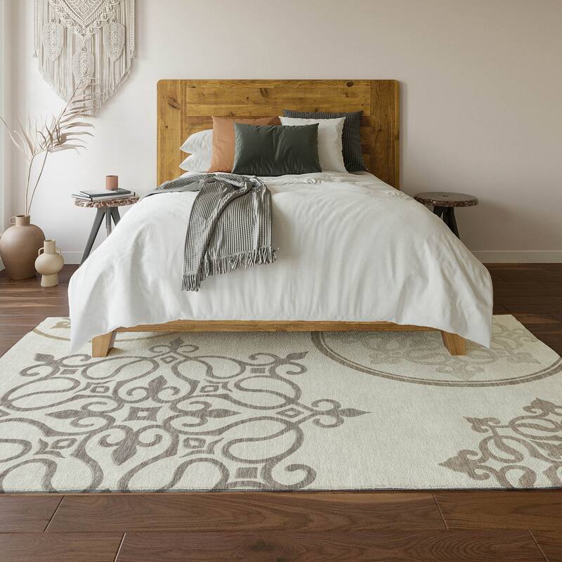 Premium Washable Super Soft Transitional Scroll Mayfield Rug