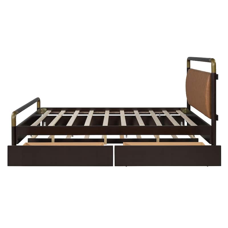 Queen Size Wooden Storage Platform Bed