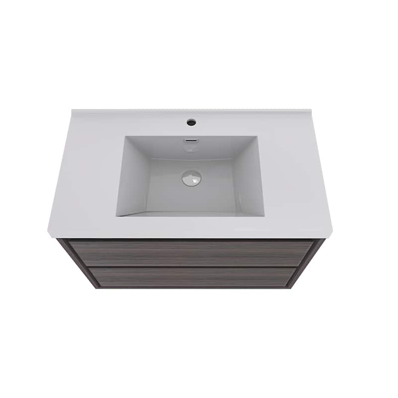 Sage 36" wall mounted bathroom vanity with single basin acrylic top