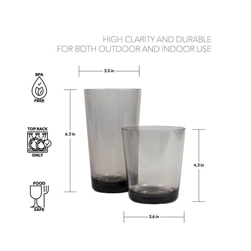 Simple Drinkware Set, 15 Oz & 21 Oz, Set of 8
