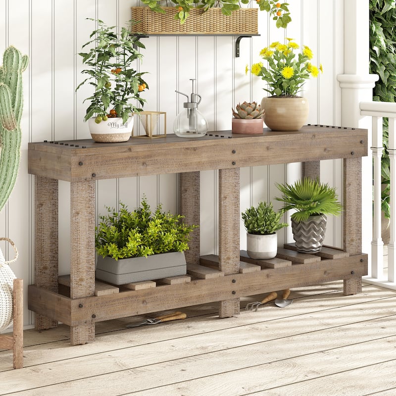 62.9-Inch Vintage Entryway Table with Natural Fir Wood