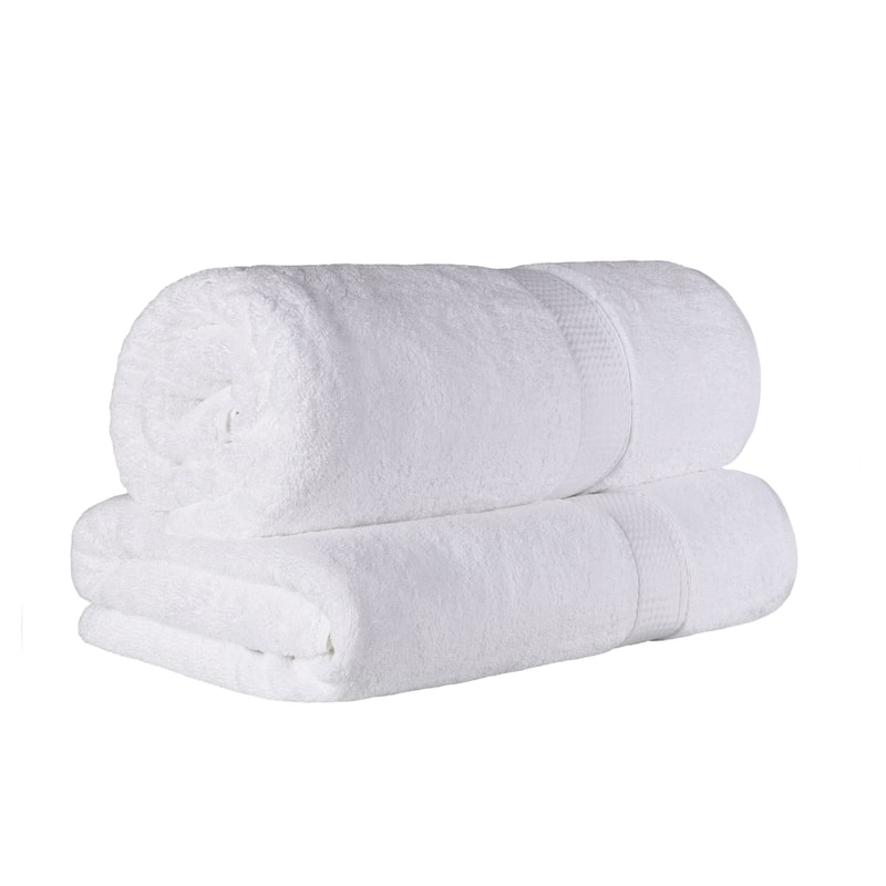 Blue Nile Mills Luxury 2-Piece Egyptian Cotton Bath Sheet Set, Thick Absorbent Oversized Bathroom Towels - White