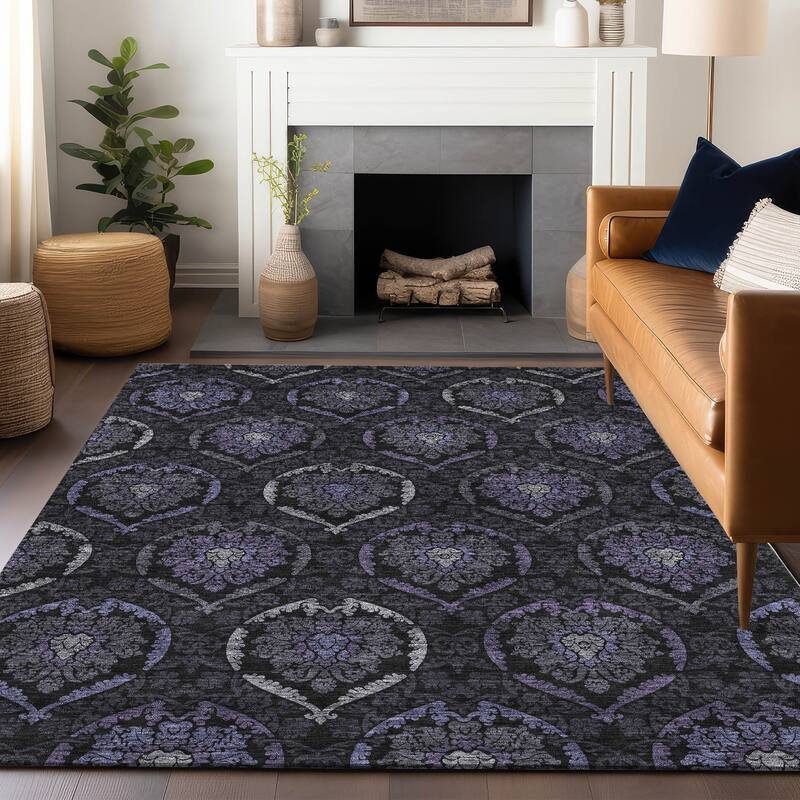 Premium Washable Super Soft Damask Glam Mayfield Rug
