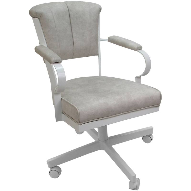 Miami Swivel Metal Caster Chair on Reading Base - 18" High Seat - Outlier Stucco - White