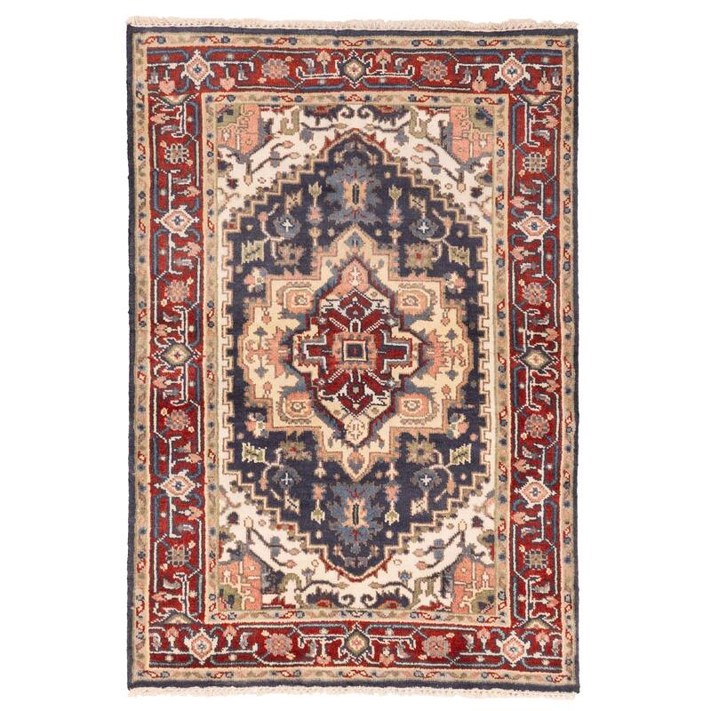 ECARPETGALLERY Hand-knotted Serapi Heritage Dark Navy Wool Rug - 4'0 x 5'10