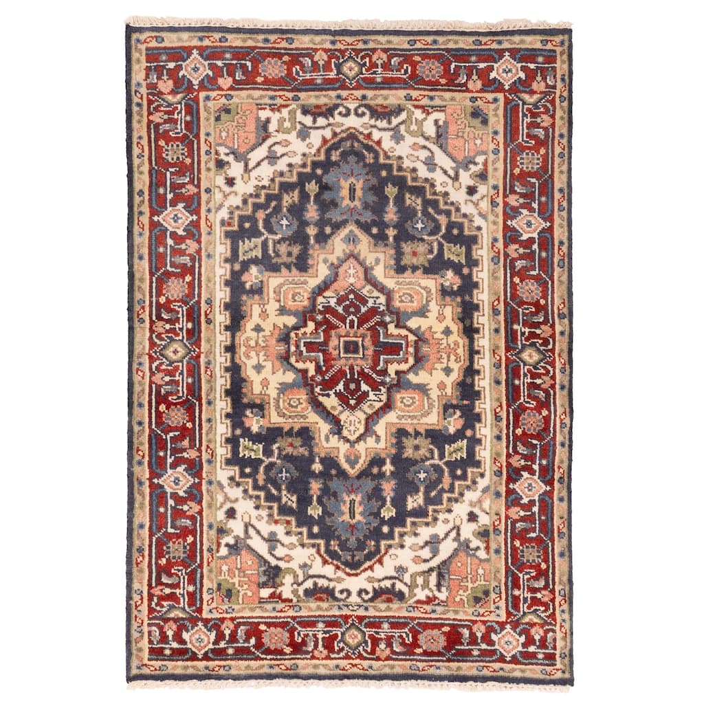 ECARPETGALLERY Hand-knotted Serapi Heritage Dark Navy Wool Rug - 4'0 x 5'10