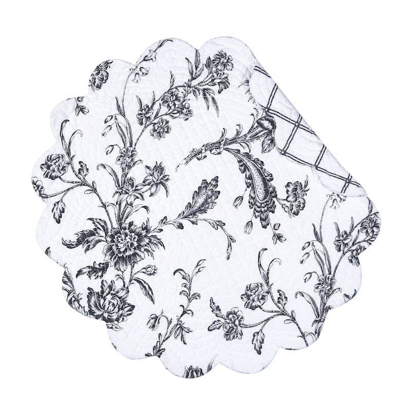 Bleighton Black Round Cotton Placemat Machine Washable Set of 6