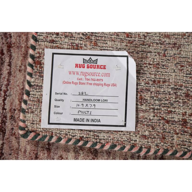 Hand Knotted Oriental 100% Wool Carpet Tribal Animal Pictorial Multi-Colored Gabbeh Area Rug - 10' 9'' X 7' 9''