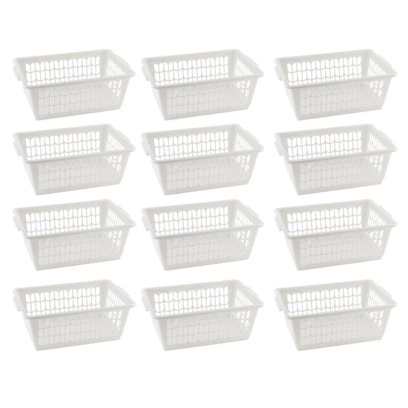 Small Plastic Storage Basket for Organizing Kitchen Pantry, Pack of 12 - white