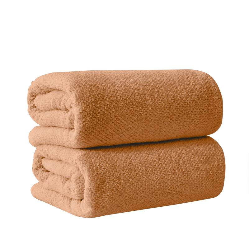 Linery & Co. Luxury Cotton Textured Bath Towel - Bath Sheet (Pack of 2) - Clay