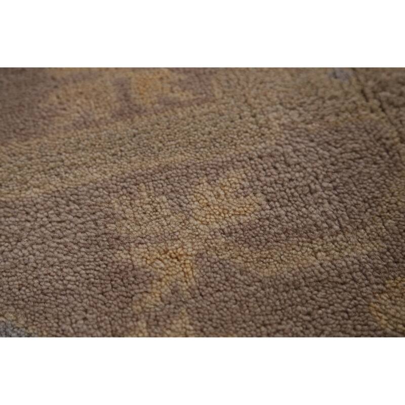 Earth Tone Brown Oushak Indian Area Rug Handmade Brown Wool Carpet - 7'11" x 9'9"