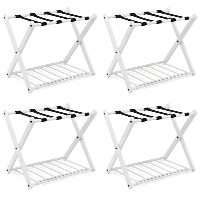 Costway Set of 2/4 Folding Metal Luggage Rack Suitcase Shoe Holder - 4 PCS