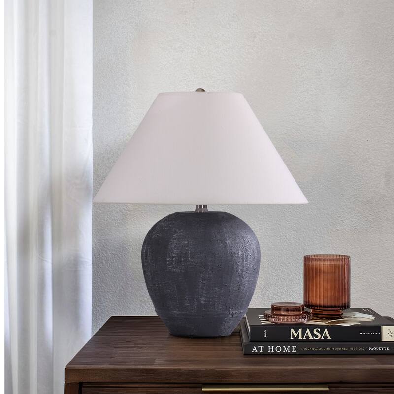 Modern Ceramic Table Lamp with Cone Linen Shade